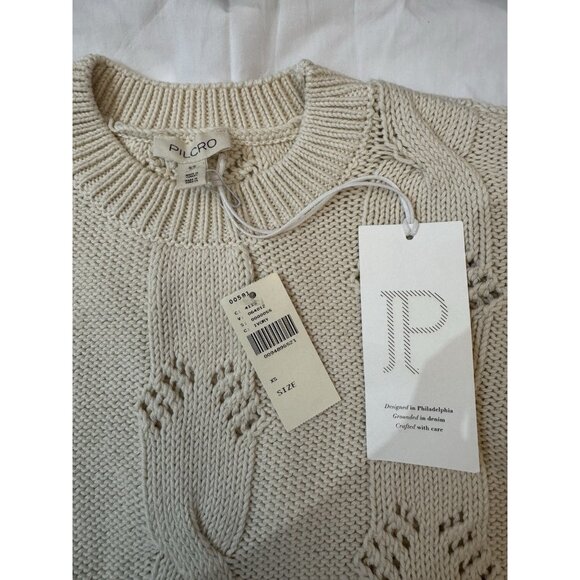 NWT Size XS (P2P 20.5") -Anthropologie 100% cotton cable knit twofer Sweater - Picture 8 of 8